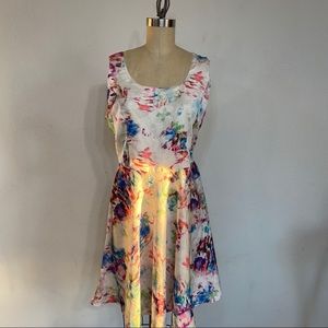 Watercolor satin white dress with heart cutout